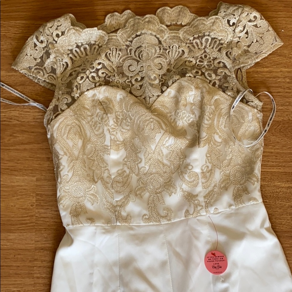White and gold romper/jumpsuit